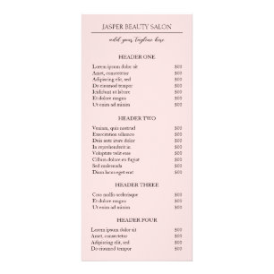 Liste de prix minimal élégant rose simple moderne