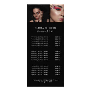 Liste de prix minimaliste de maquillage photo noir
