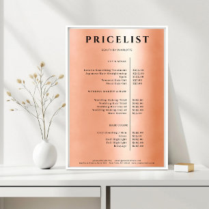Liste de prix moderne simple salon orange Poster
