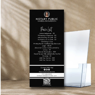 Liste de prix noir & blanc de code QR élégant