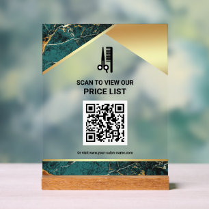 Liste de prix QR Code du salon de coiffure et de m