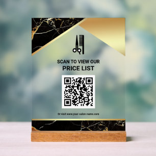 Liste de prix QR Code du salon de coiffure et de m