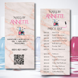 Liste de prix Rose Gold QR de Manucure de Salon d'