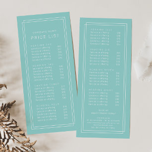 Liste de prix vert menthe minimaliste moderne Aver