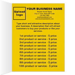 Liste de produits et services d'entreprise Carte p