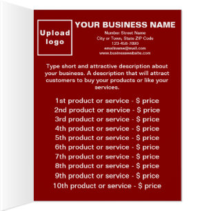 Liste de produits et services d'entreprise Carte p