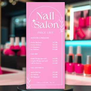 Liste de services de manucure rose Liste de prix d