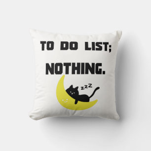 "LISTE DE TÂCHES : RIEN" Coussin - Chat Paresseux