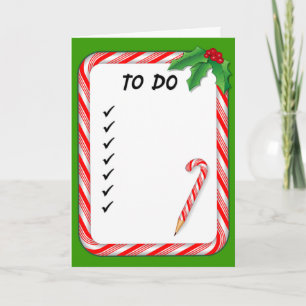 Liste des activités de Noël Carte de vacances