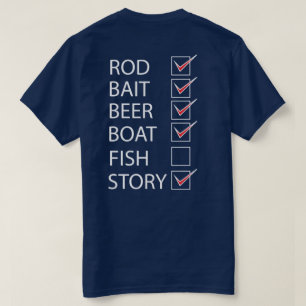 Liste des chèques de pêche sur le dos T-shirt amus