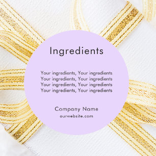 Liste des ingrédients de produit violet étiquette