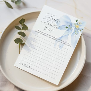 Liste des seaux pour bébés Carte baby shower Blue 