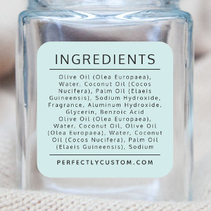 Liste d'ingrédients bleu clair aqua étiquette de p