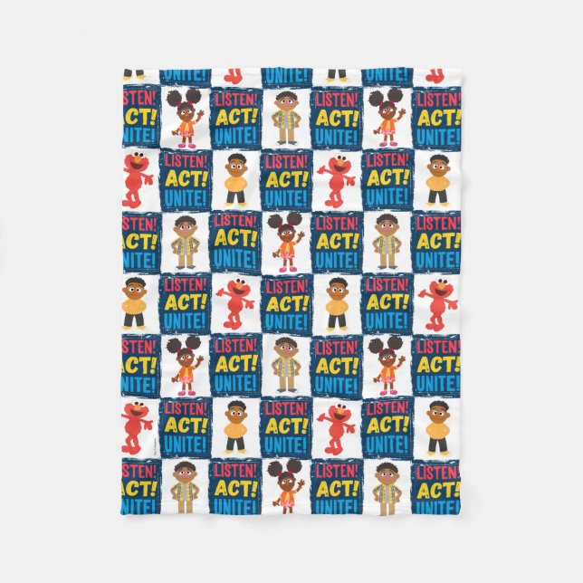 Listen! Act! Unite! Pattern Fleece Blanket (Front)