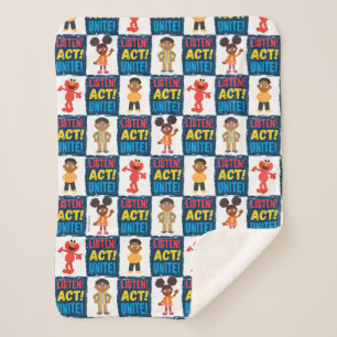 Listen! Act! Unite! Pattern Sherpa Blanket