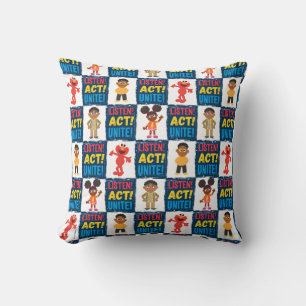 Listen! Act! Unite! Pattern Throw Pillow
