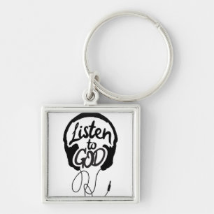 Listen to God Art Christian Art Motivational Art  Keychain