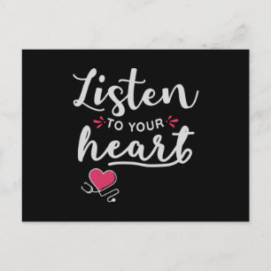 Listen to your heart stethoscope postcard
