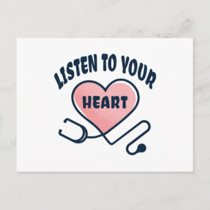 Listen to your heart stethoscope postcard