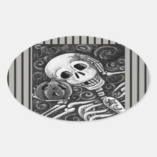 LISTEN TO YOUR PUMPKIN, HALLOWEEN SKELETON STICKER