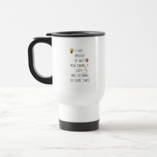 Listening to music tunes travel mug