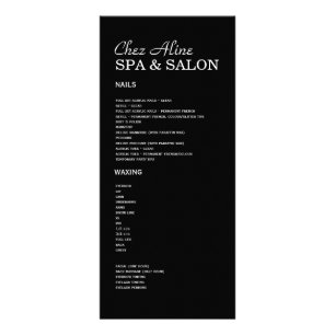 Listes des prix de salon et de spa et carte de