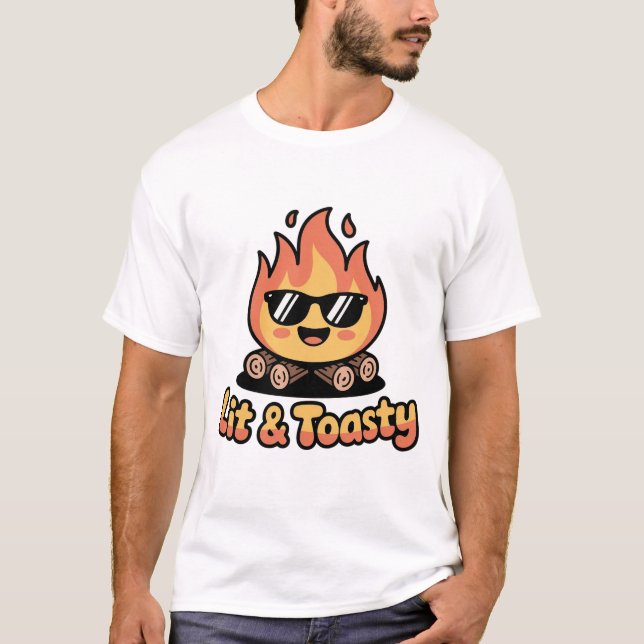 Lit Campfire Trendy Funny Camping T-Shirt (Front)