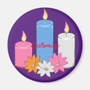 Lit Candle Flowers Thunder_Cove Magnet