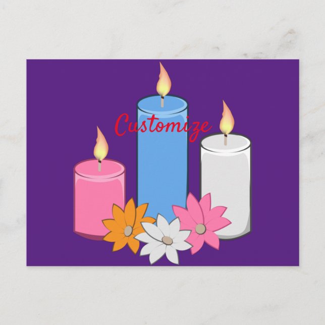 Lit Candle Flowers Thunder_Cove Postcard (Front)
