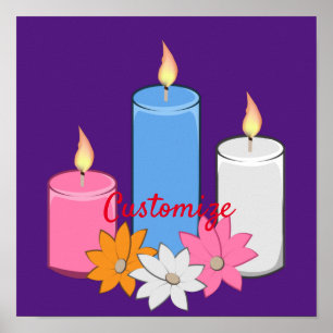 Lit Candle Flowers Thunder_Cove Poster