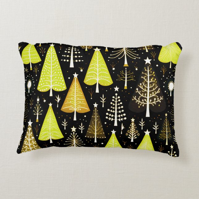 Lit Christmas Tree Pattern Accent Pillow (Back)