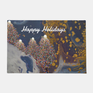 Lit Christmas Tree Personalized Door Mat