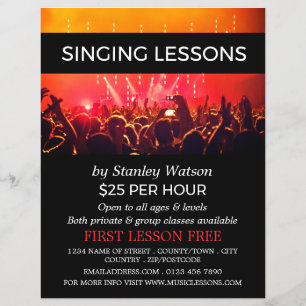 Lit Concert Crowd, Vocalist Lessons Advertising Flyer