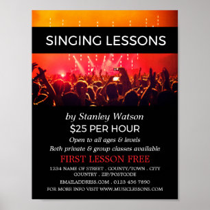 Lit Concert Crowd, Vocalist Lessons Advertising Poster