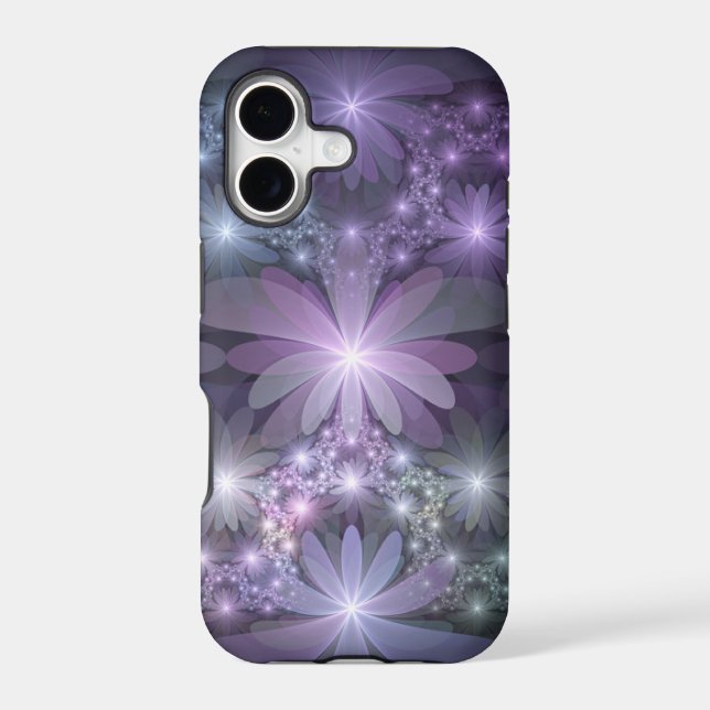 Lit de fleurs tendance brillant art fractal abstra (Verso)