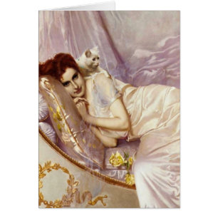 lit en soie pourpre blanc de chat de dame blanche