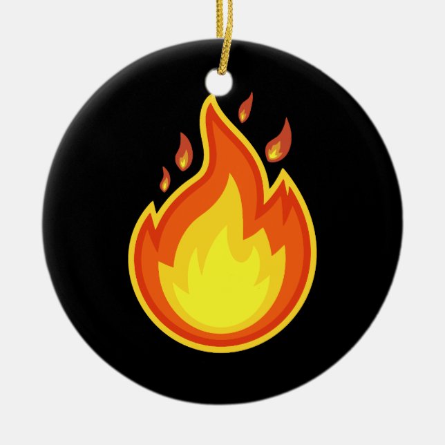 Lit Fire Flame Hot Burning Beach Women Men Adults Ceramic Ornament (Front)