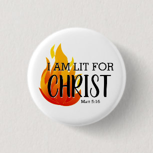 LIT FOR CHRIST Christian 1 Inch Round Button