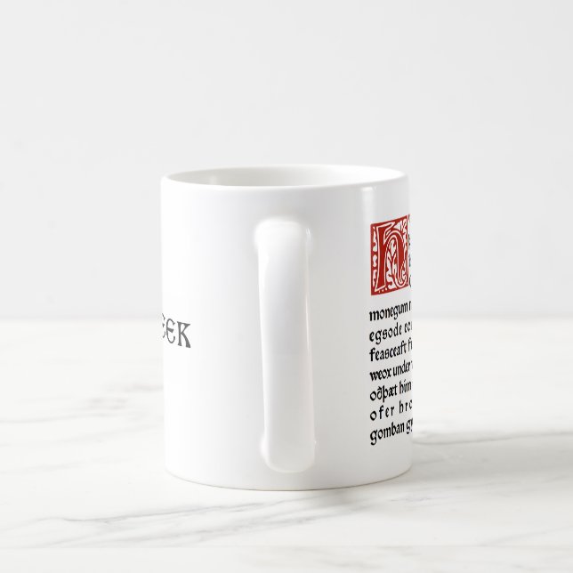 Lit Geek Mug "Hwaet Old English" Beowulf. Capital. (Handle)