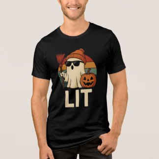 Lit Halloween Ghost T-Shirt Tri-Blend Shirt