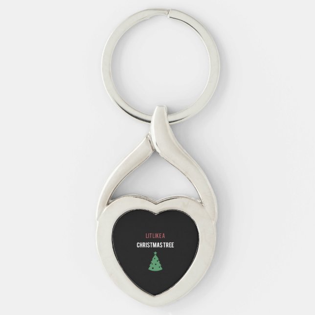 lit like a christmas tree green tree christmas keychain (Front)