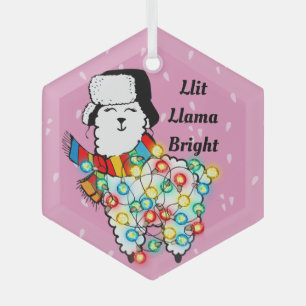 Lit Llama Ornament - Customizable Holiday Fun