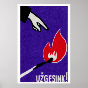Lit Match Danger - Matchbox Print - Czech Wall Art
