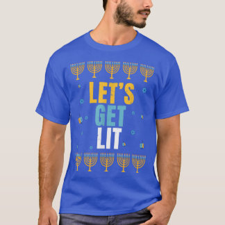 Lit Menorah Light Chanukah Jewish Holiday Funny Ha T-Shirt