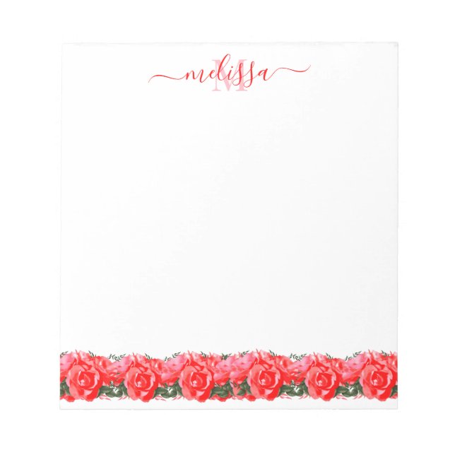 Lit Rose Rouge Du Bloc-Notes Monogramme Rose (Devant)