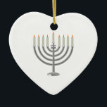 Lit Silver Hanukkah Menorah with Star of David Ceramic Ornament<br><div class="desc">Lit Silver Hanukkah Menorah with Star of David. Perfect for celebrating Hanukkah! 
 Did you know? You can customize this item by clicking "Customize It"!</div>