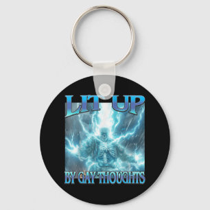 Lit Up By Gay Thoughts - Funny Hard Lightning Skel Keychain