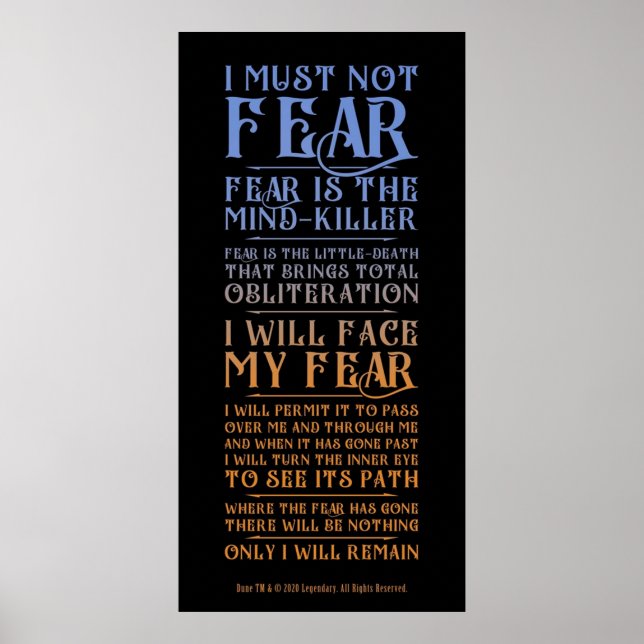 Litany Against Fear  Dune 2021 Poster (Front)