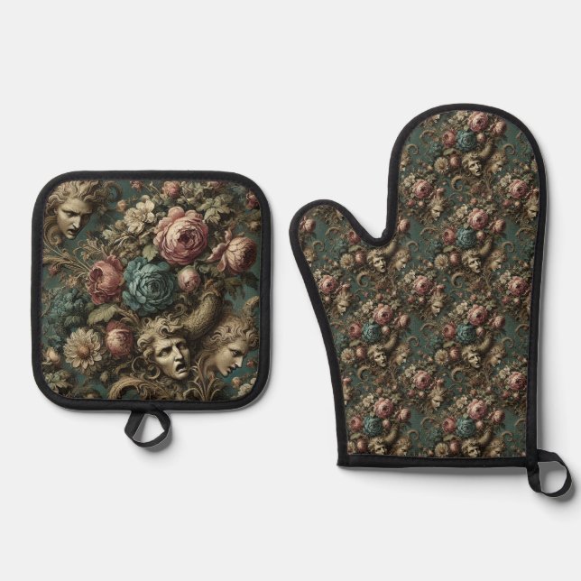 Litany of Aristocrats – Gothic Victorian  Oven Mitt & Pot Holder Set (Front)