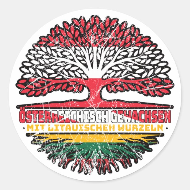 Litauen Litauisch Österreichisch Österreich Baum Classic Round Sticker (Front)